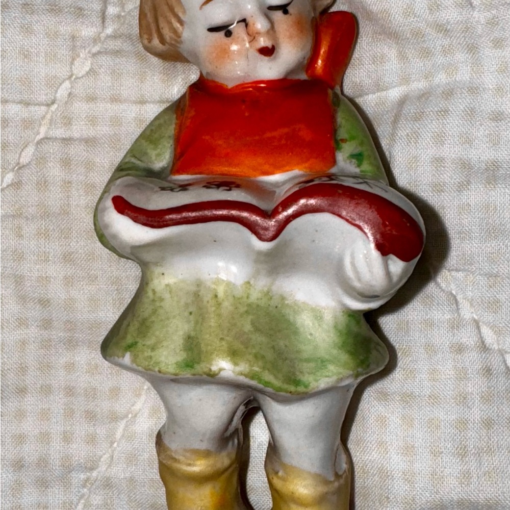 Vintage 1950s Japan Ceramic Figurine “Bookworm”